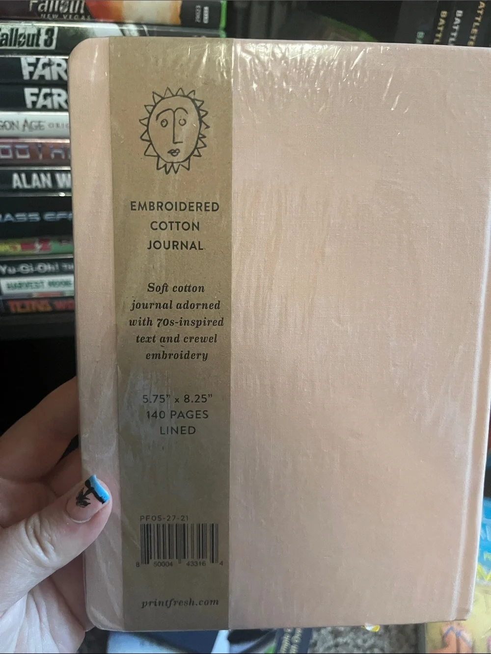Feminist Inferno Embroidered Cotton  Pink Notebook/Jourmal 140 lined pages
